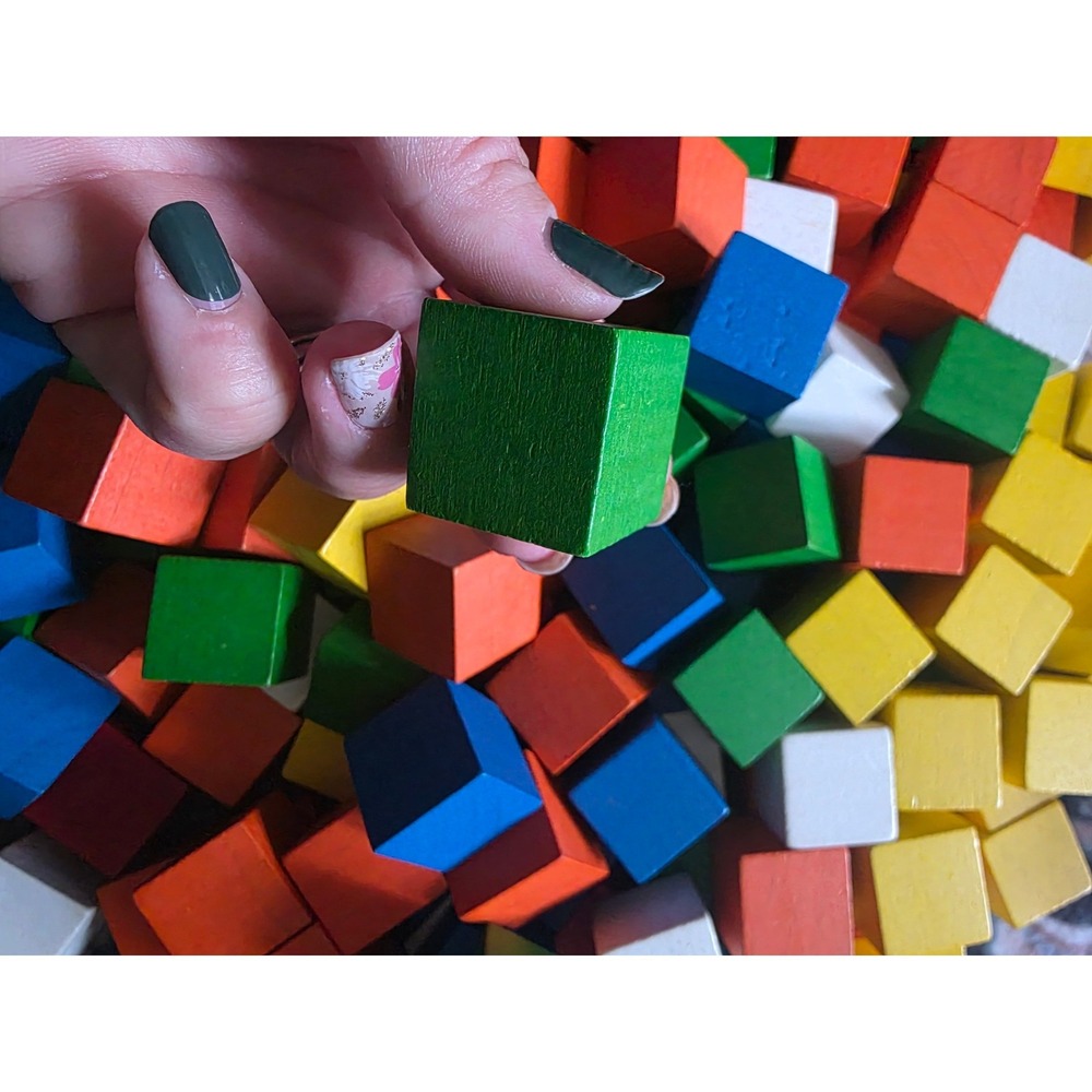 MultiColor Wooden Building Blocks Bulk Educational Stacking Cubes 1 Inch STEM
